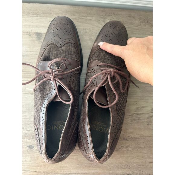 Vionic Oxford Roth men's lace-up dress wingtip in chestnut sz 10 comfort career - Picture 8 of 10